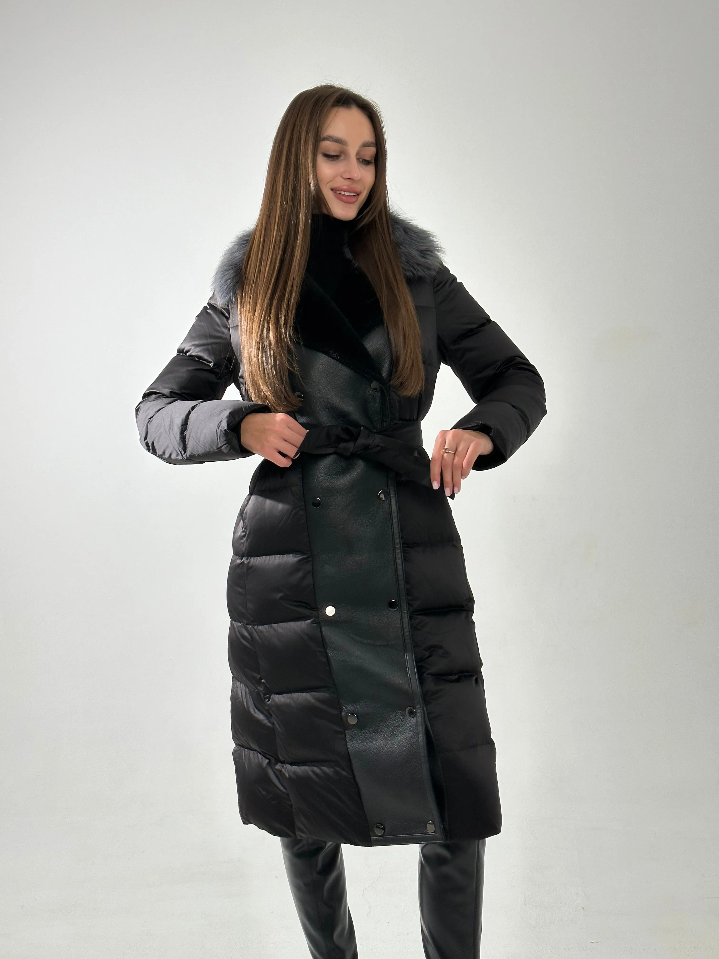 Genuine Polar Fox Fur Down Fill Coat