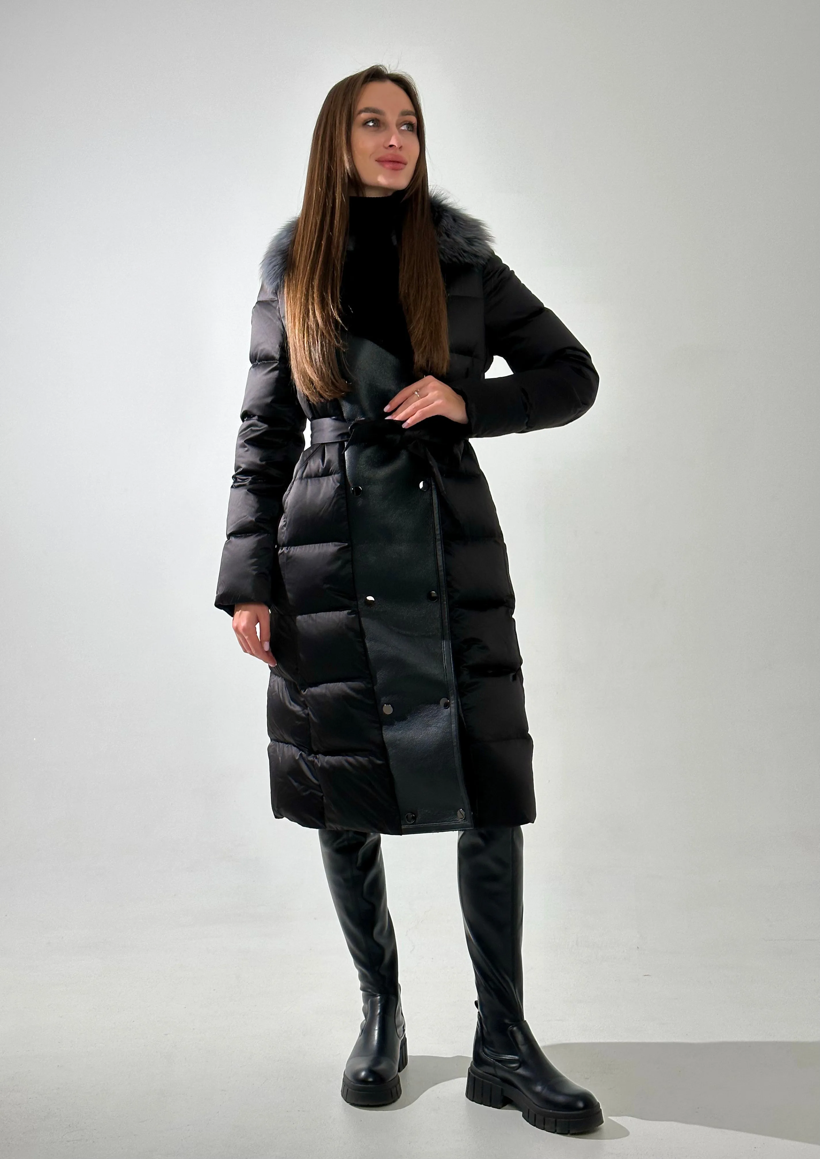 Genuine Polar Fox Fur Down Fill Coat