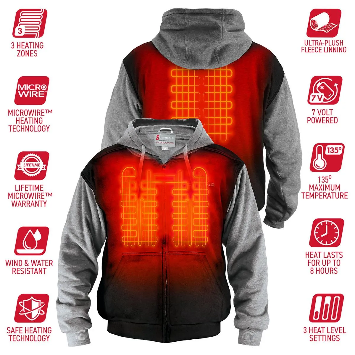 Gerbing 7V Battery Heated Hoodie Sweatshirt