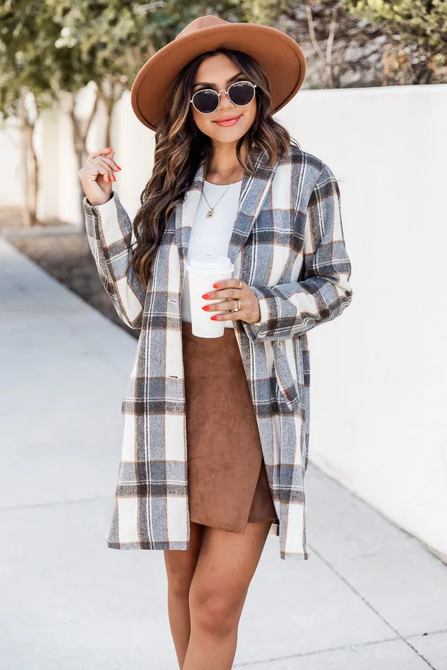 Get On Board Grey Plaid Coat FINAL SALE