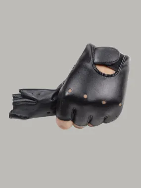 Girls Vegan Leather Fingerless Gloves