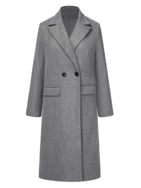 Gray 1960s Over Knee Lapel Coat