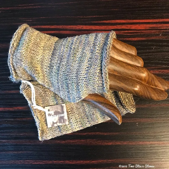 Grey Tweed Fingerless Gloves