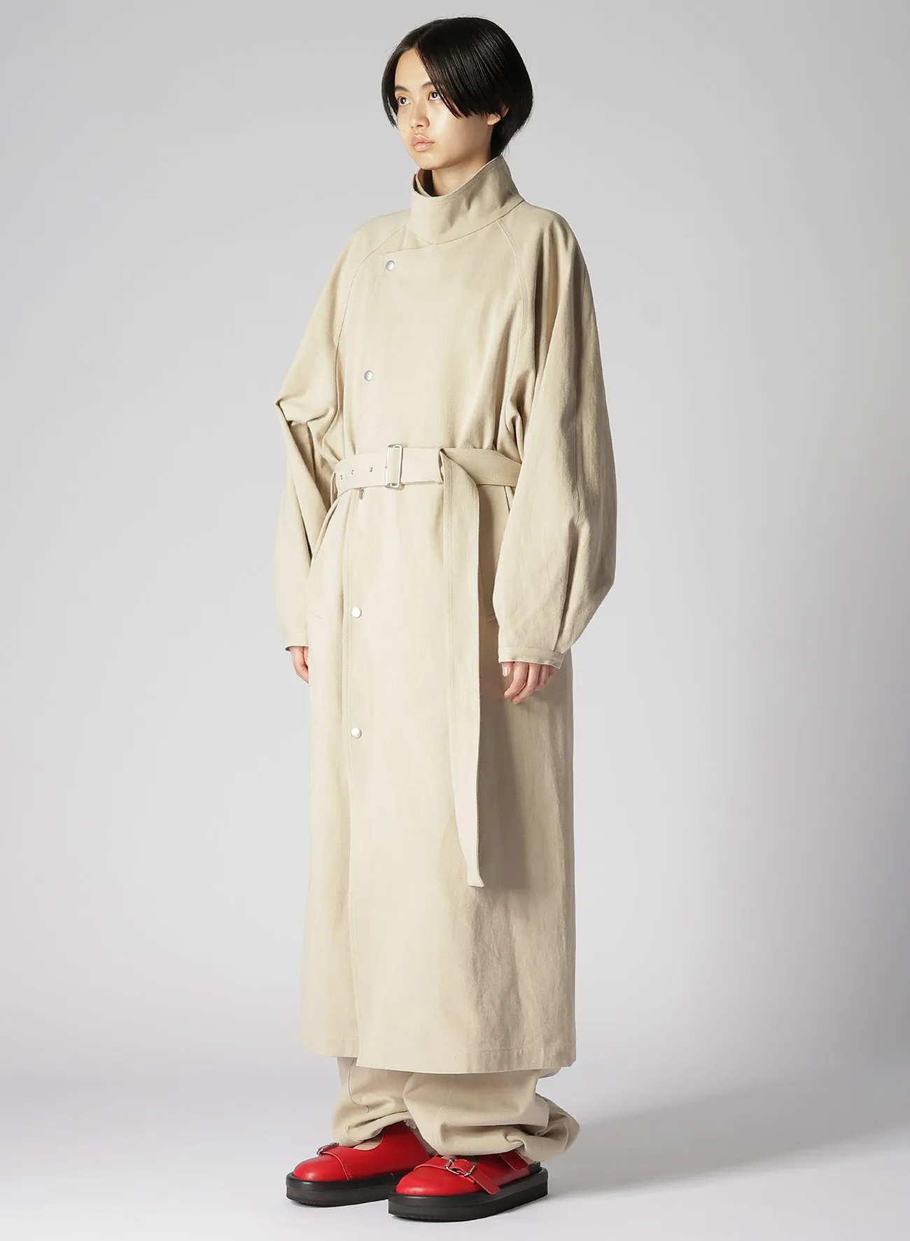 HARD TWISTED COTTON SATIN TRENCH COAT