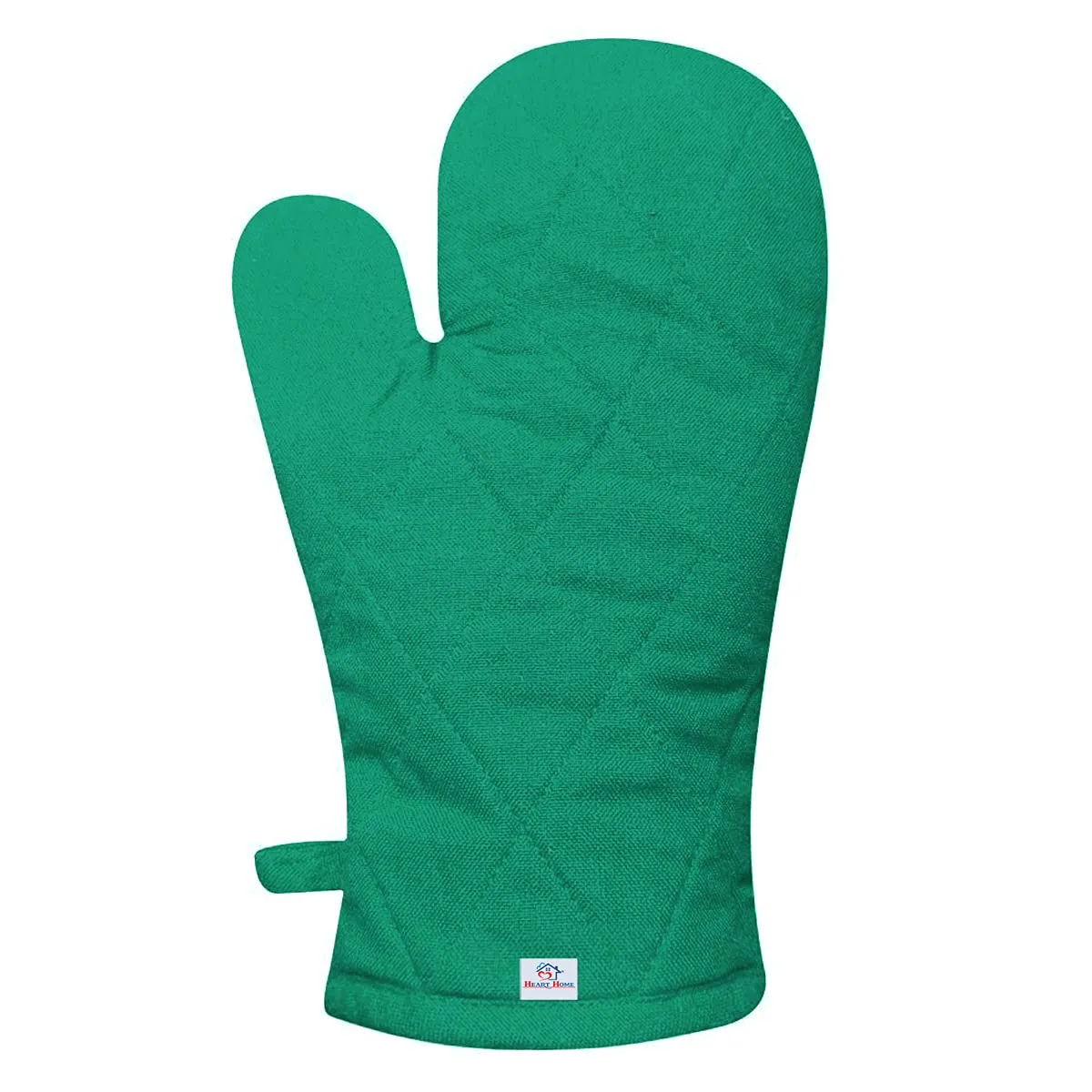 Heart Home Heat Resistant Cotton Kitchen Oven Mitt Microwave Gloves, Set of 4 (Green)-HS40HEARTH23973