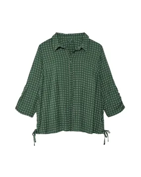 Hester Printed Button-Down Shirt | Olive Green / White