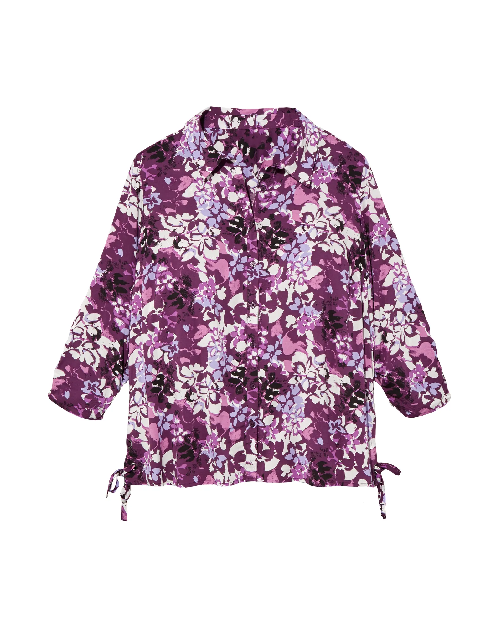 Hester Printed Button-Down Shirt | Purple / White