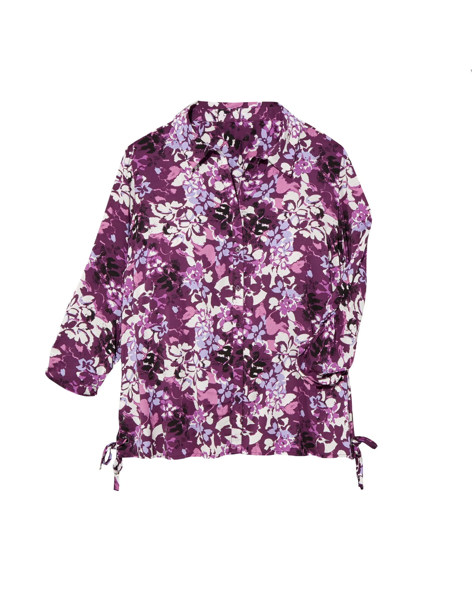 Hester Printed Button-Down Shirt | Purple / White