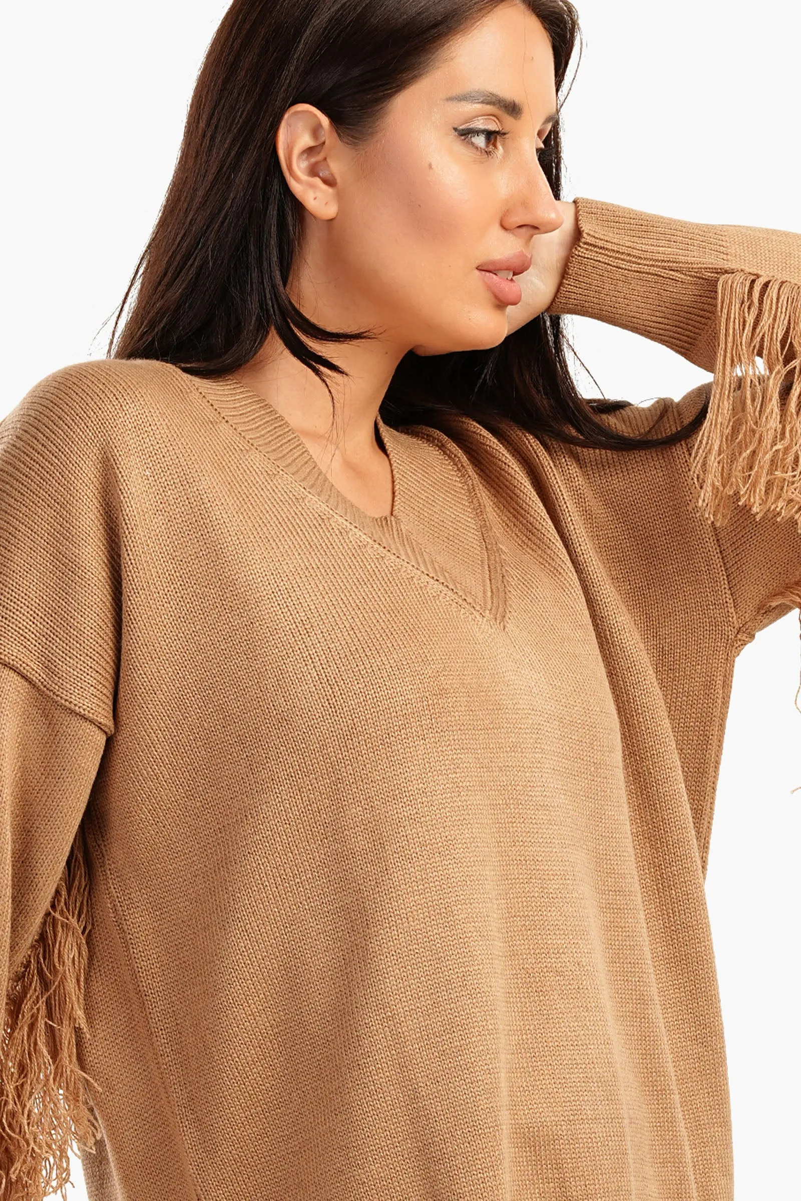 High Low Pullover with Fringes