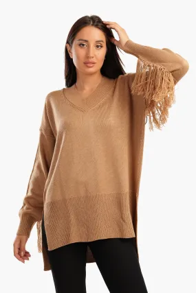 High Low Pullover with Fringes