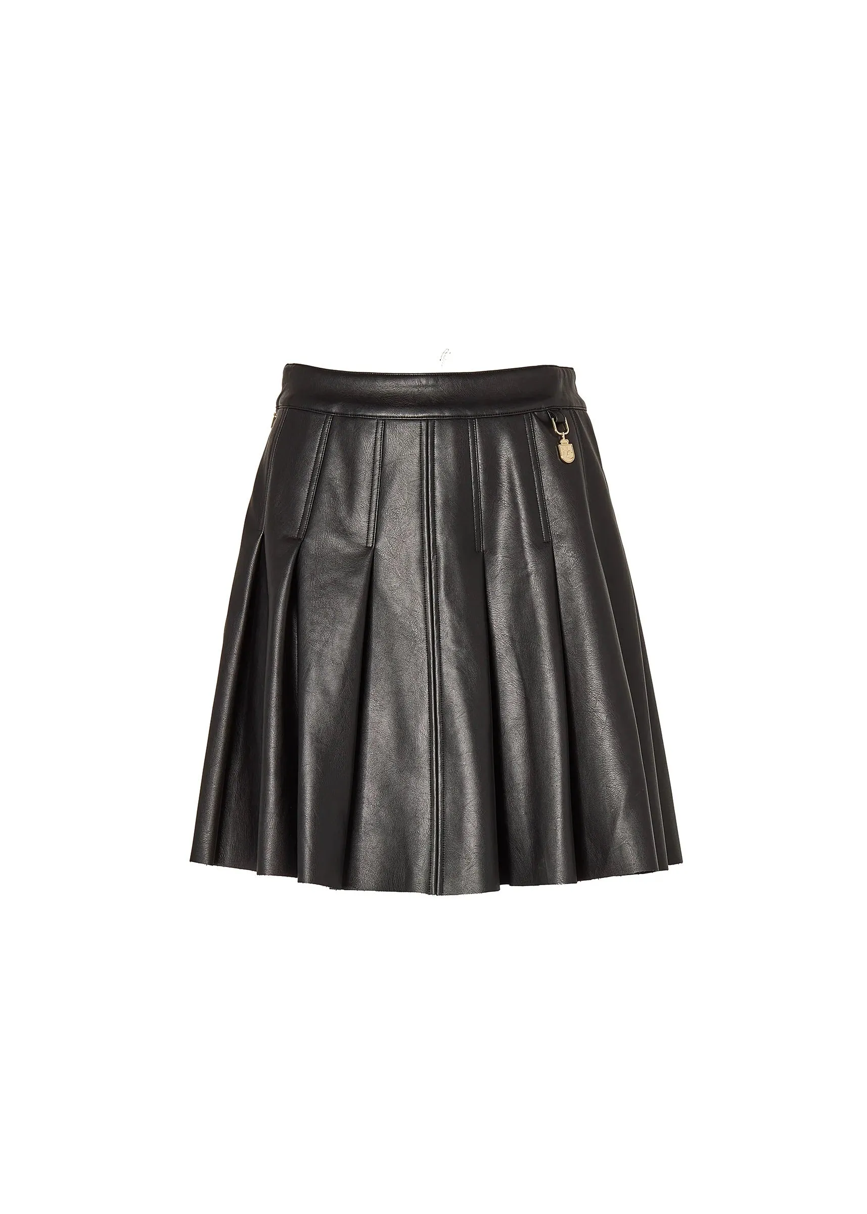 Holland Cooper PU Pleated Mini Skirt in Black