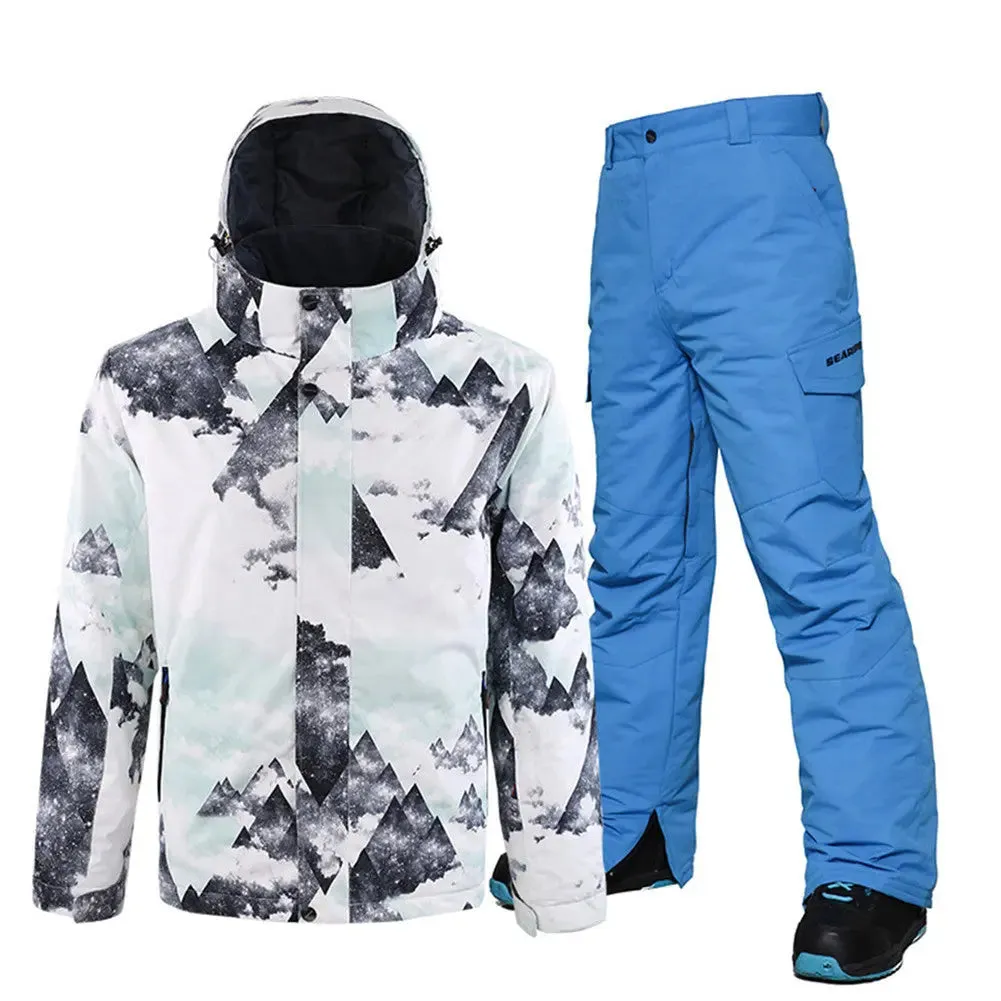 HOTIAN Men's Ski Suits With Snow Card Pocket On Sleeve