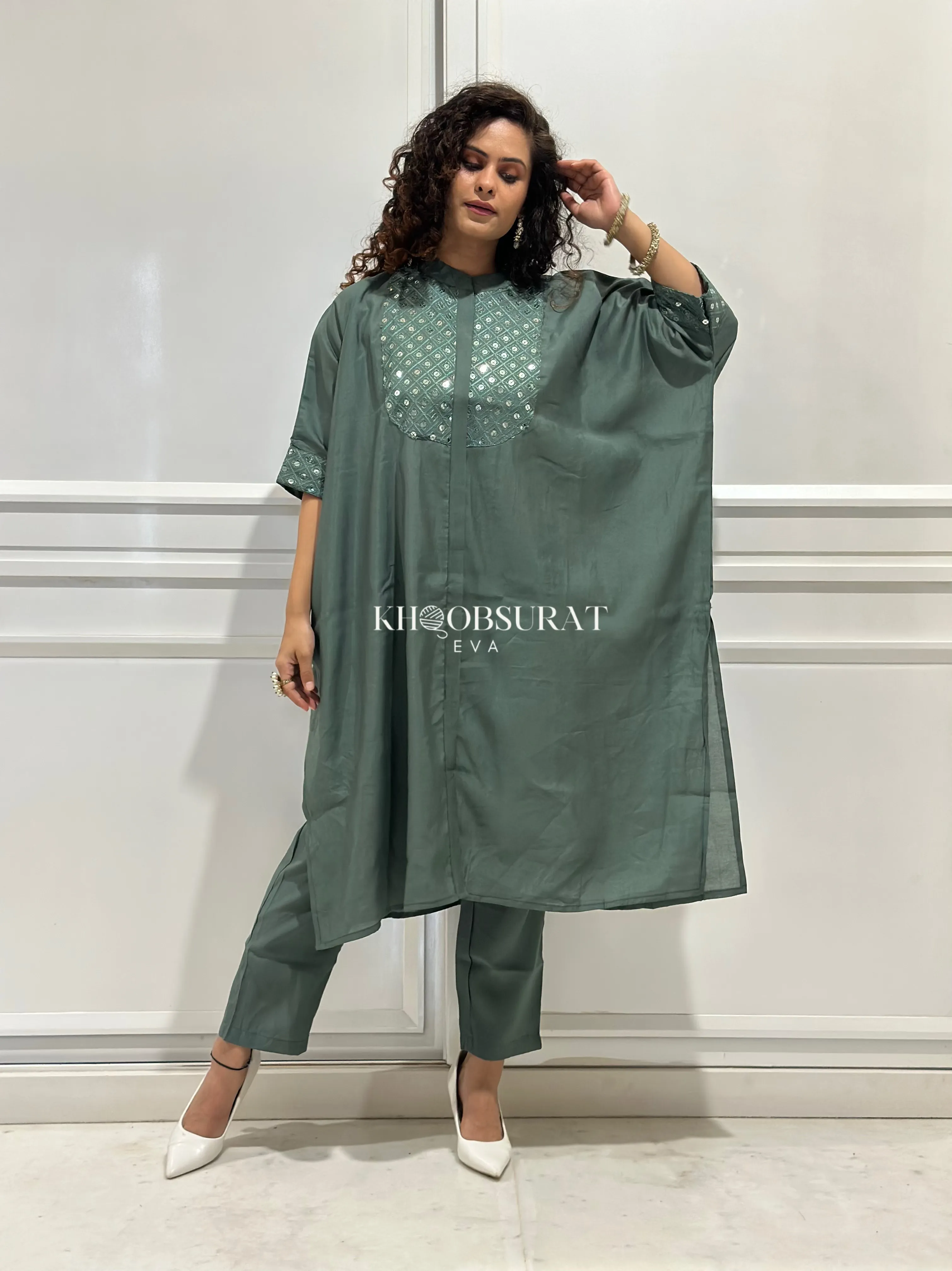 Indian Style Green Kaftan Set