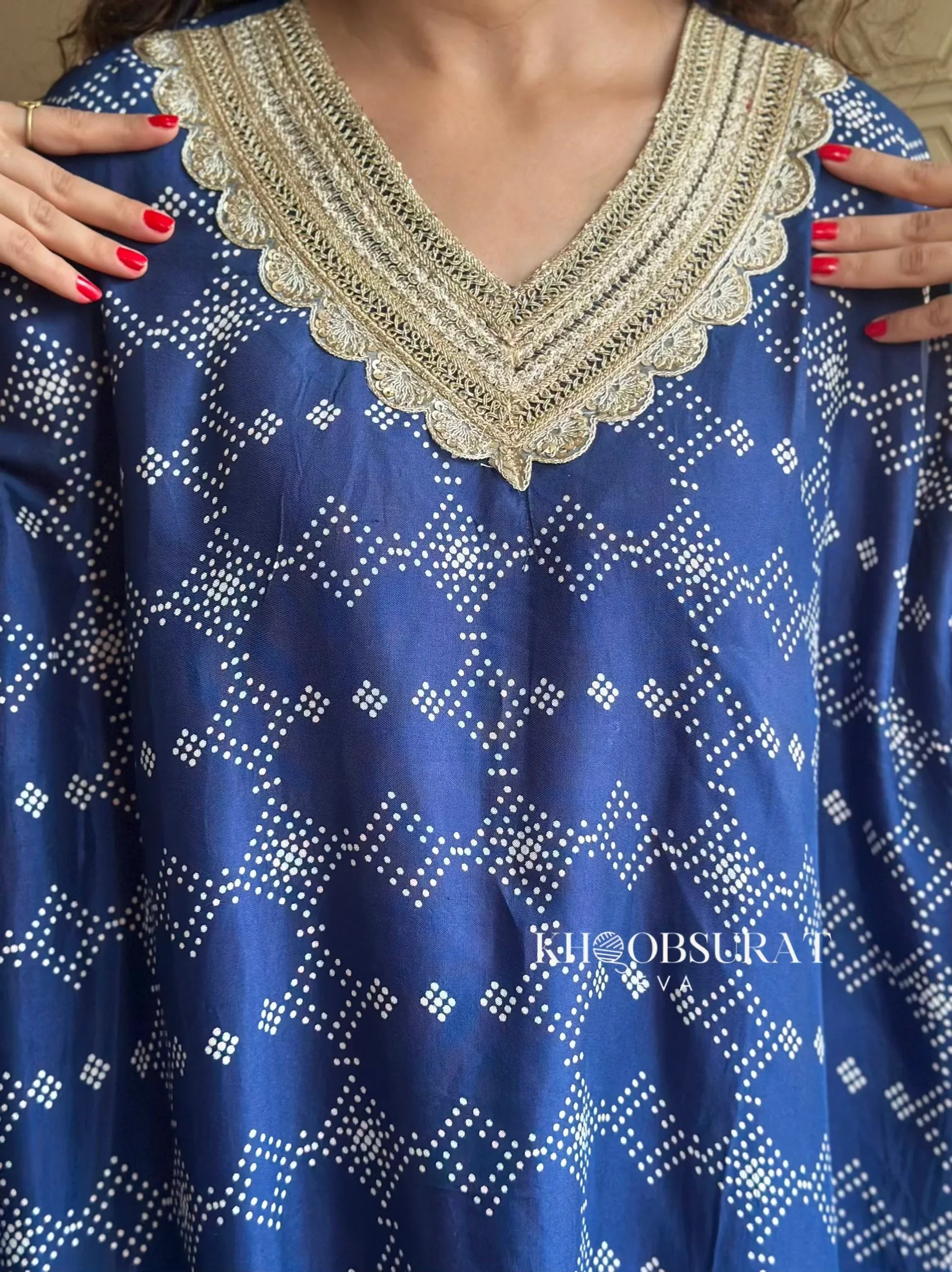 Indian Wedding Blue Kaftan Set