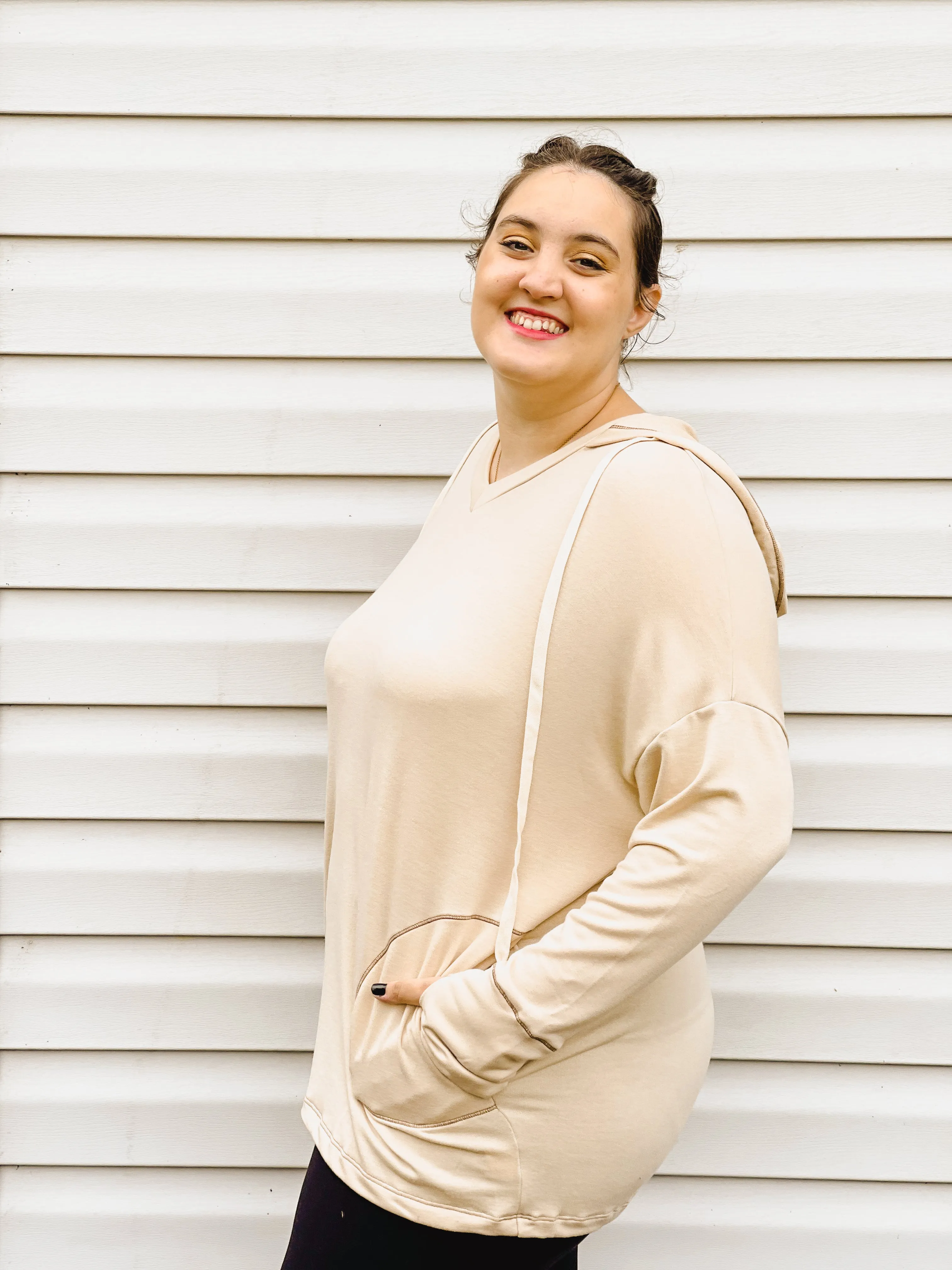 Inside Scoop Taupe Hoodie With Thumb-Holes and Pockets