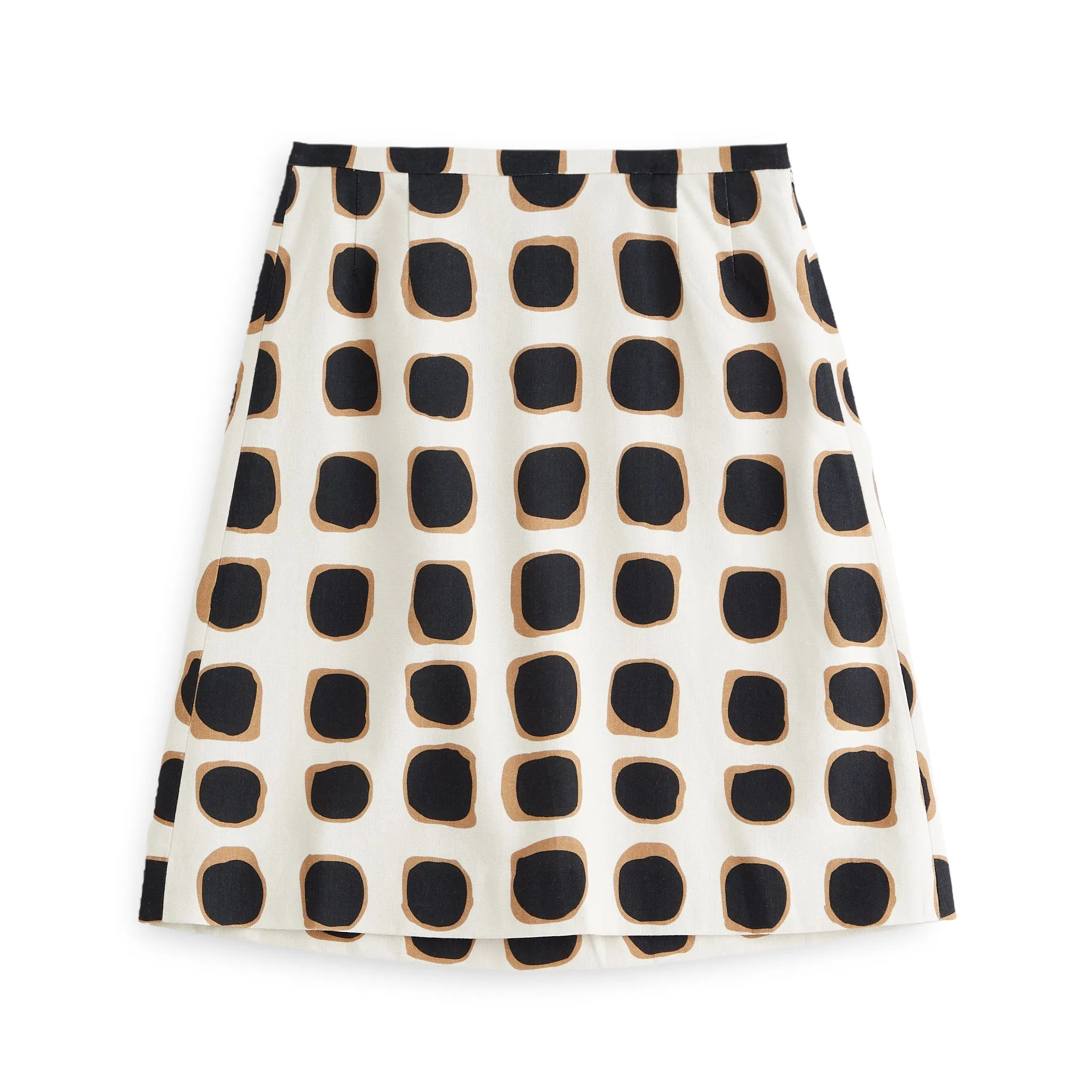 J. Peterman Women's Printed A-Line Skirt in Ivory and Black