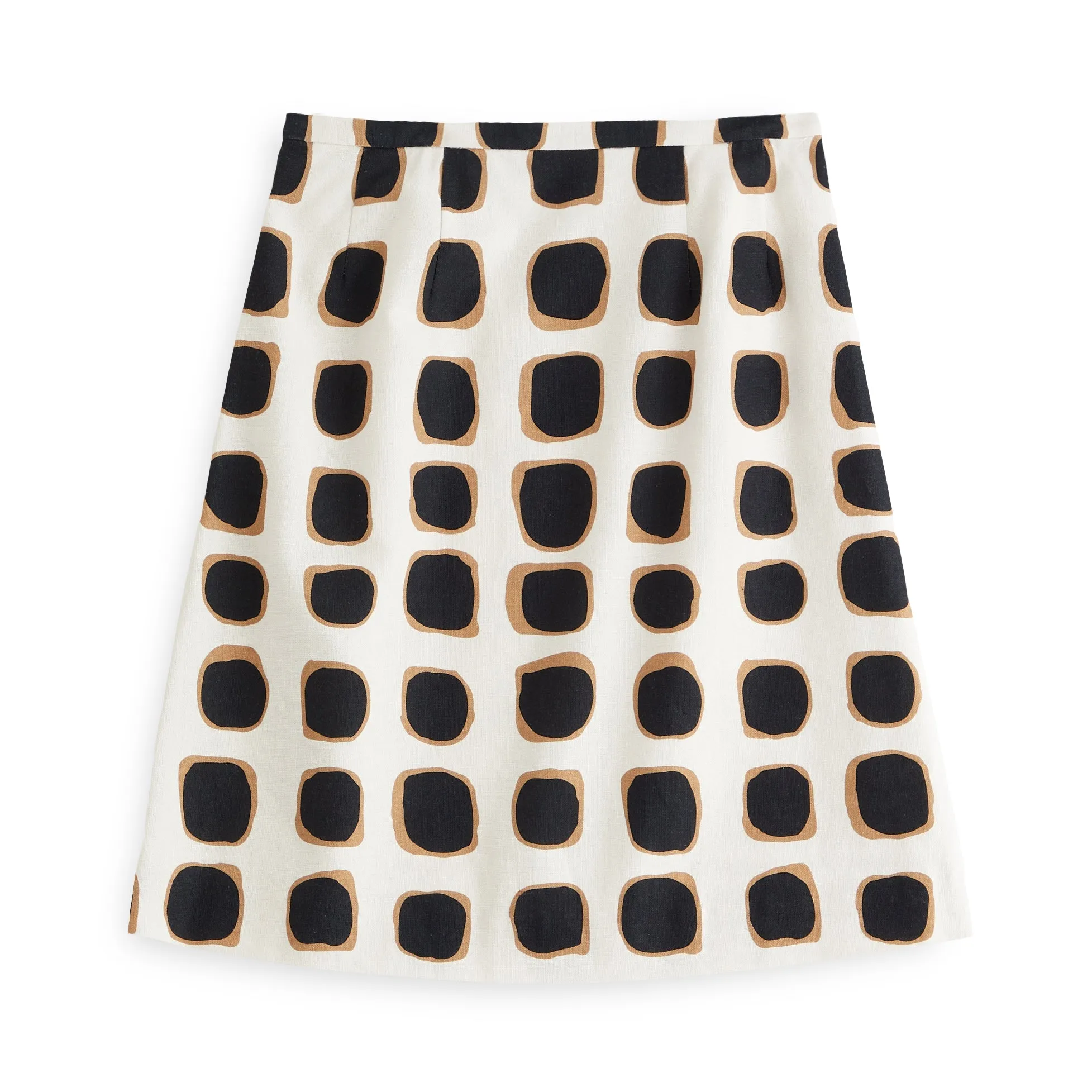 J. Peterman Women's Printed A-Line Skirt in Ivory and Black