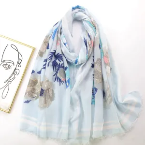 JY220704 stamping peony printed scarf