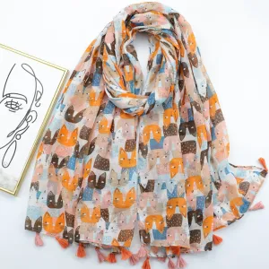 JY230224 Kitten printed scarf