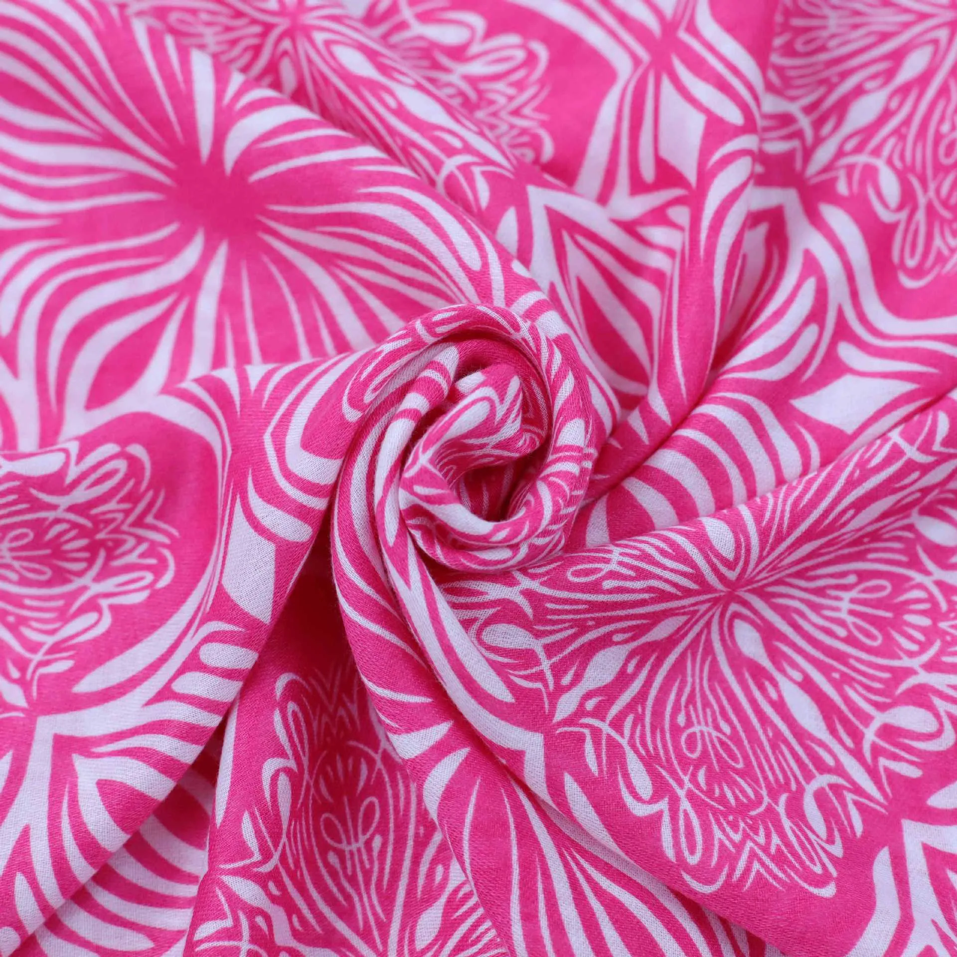 JY230806 Pink bodhi flower printed scarf