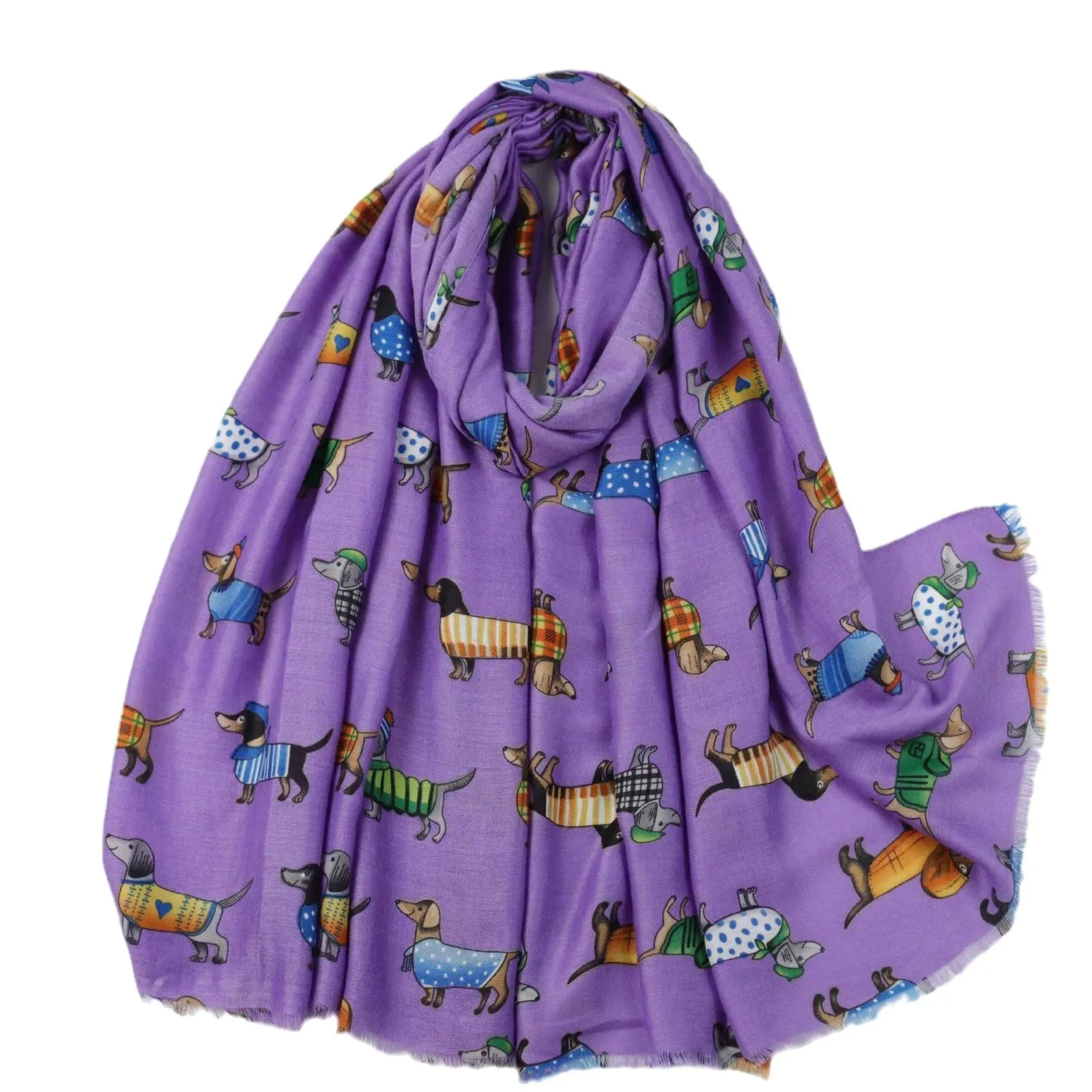 JY231016 wiener dog printed scarf