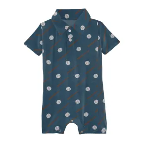 KicKee Pants Deep Sea Baseball Polo Romper