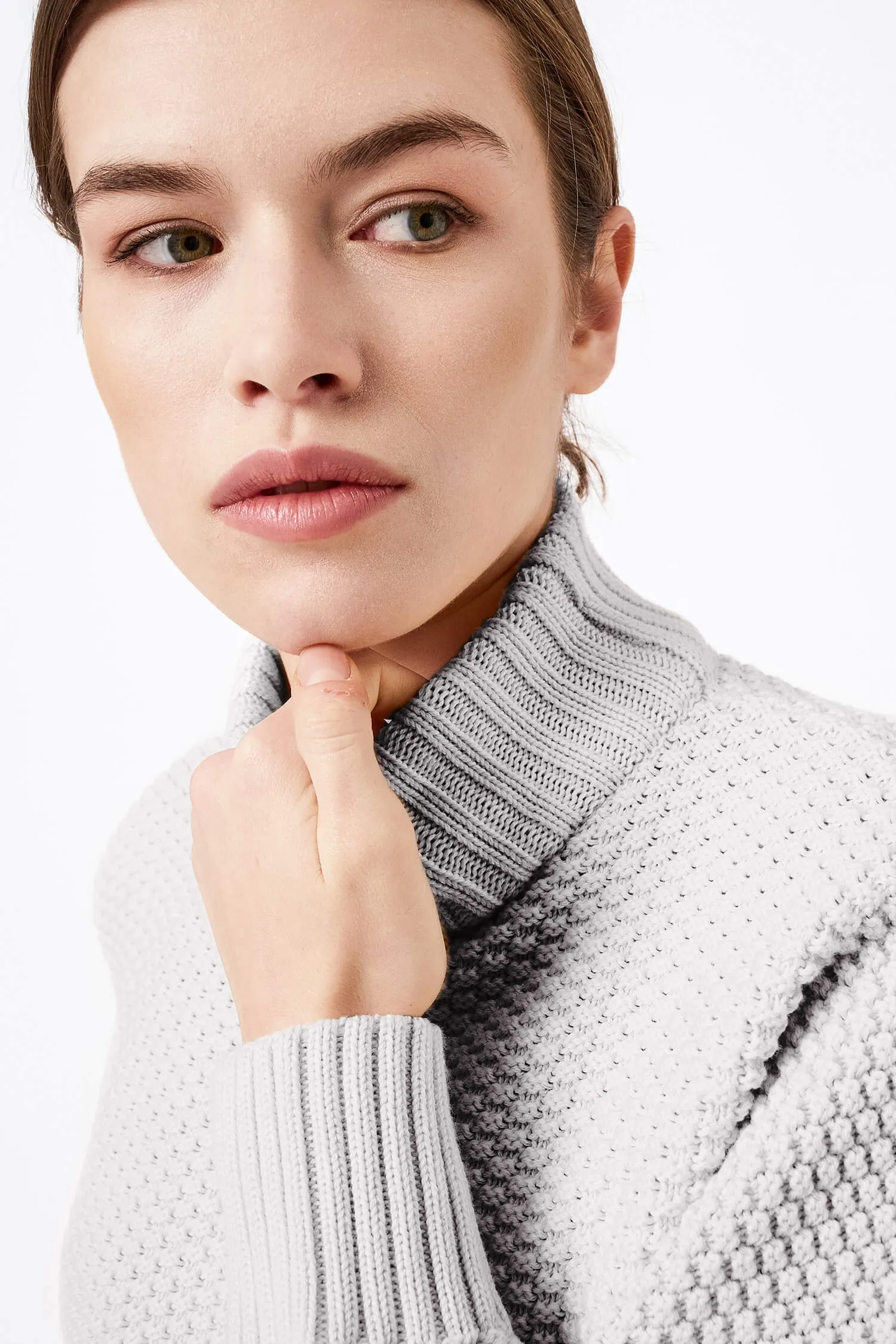 Knitted Organic Cotton Rice Cubes Jumper | Light Grey