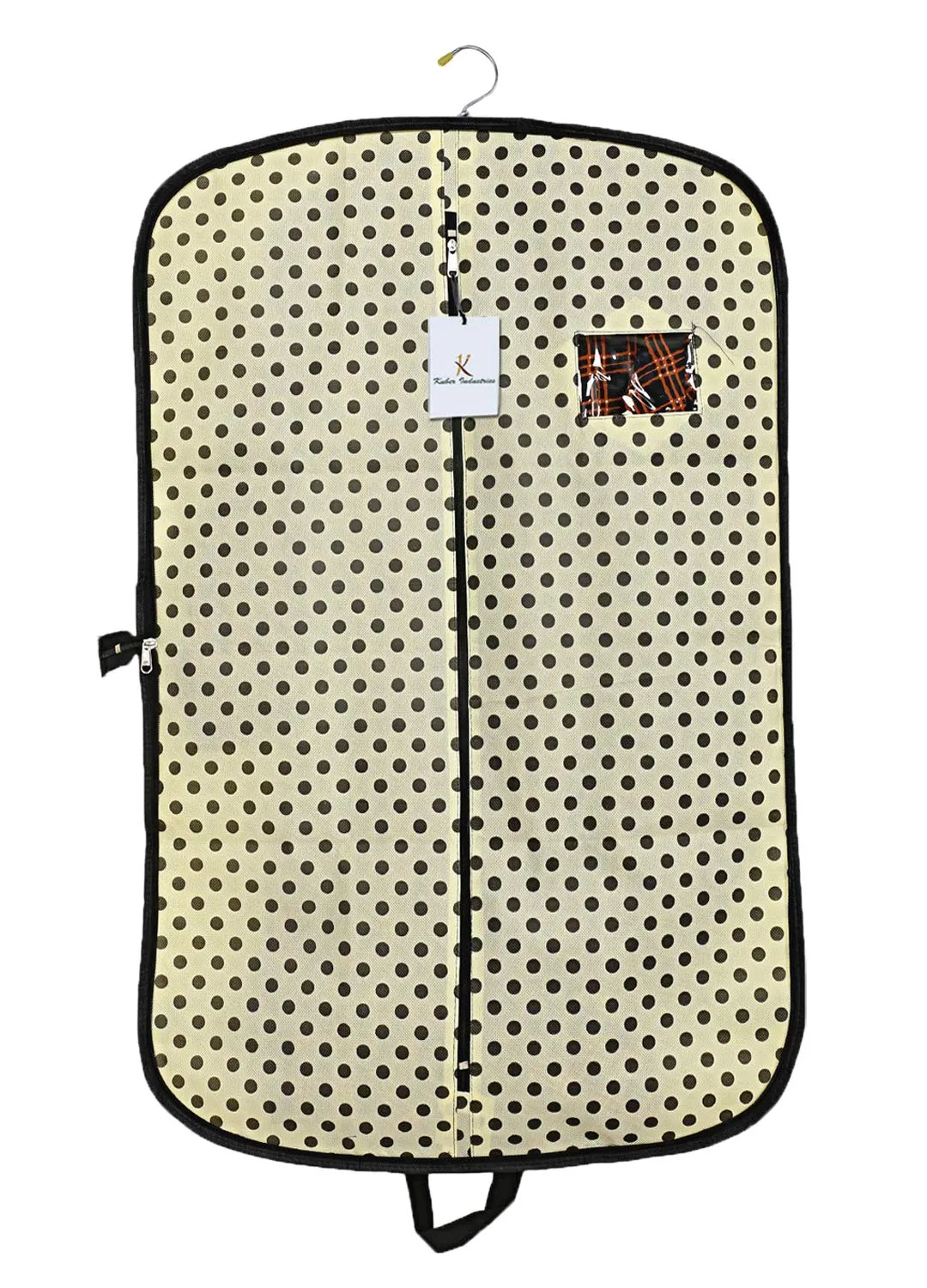 Kuber Industries Polka Dots Printed 4 Pieces Foldable Non Woven Men's Coat Blazer Cover (Cream) -CTKTC43366