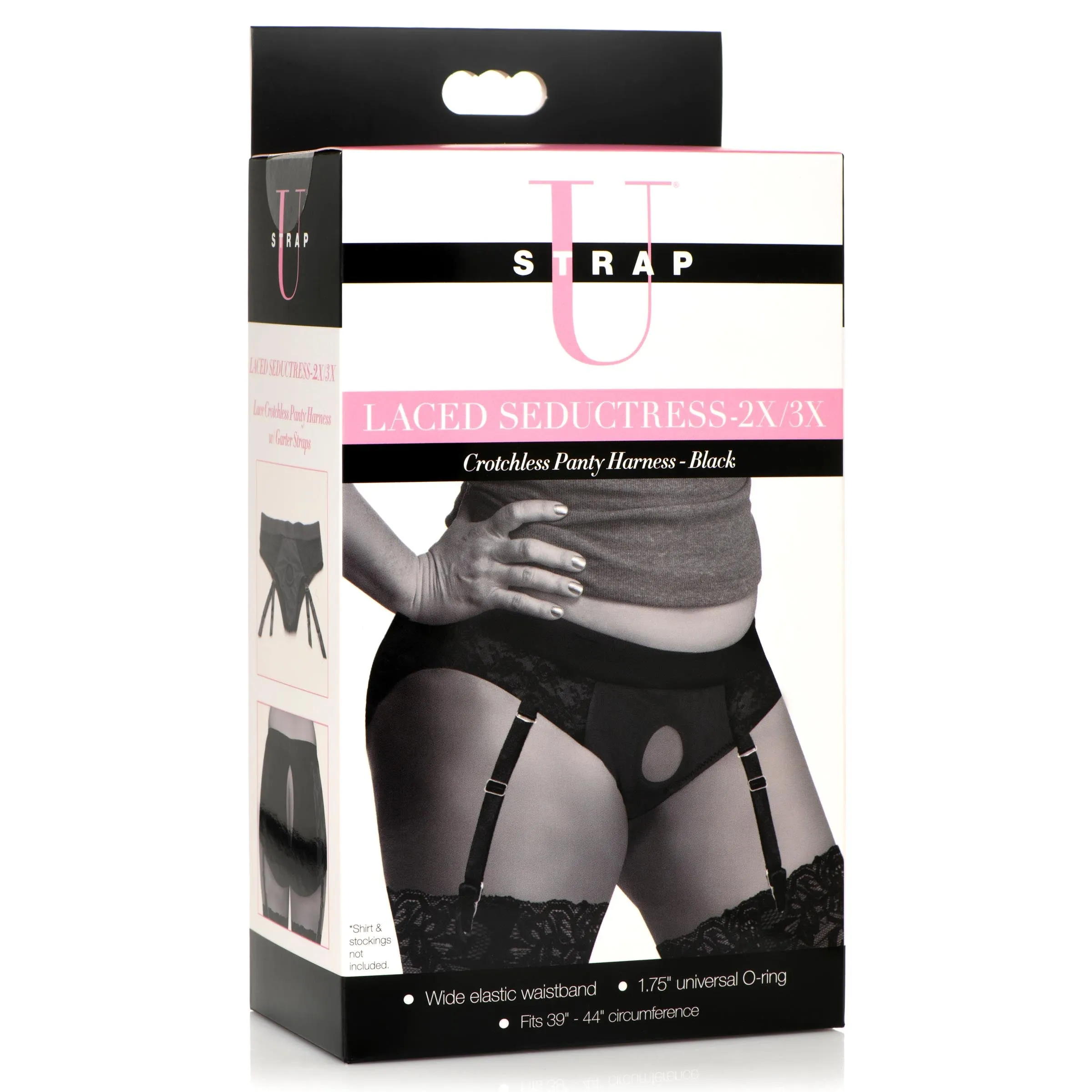 Laced Seductress Crotchless Panty Harness with Garter Straps - SM