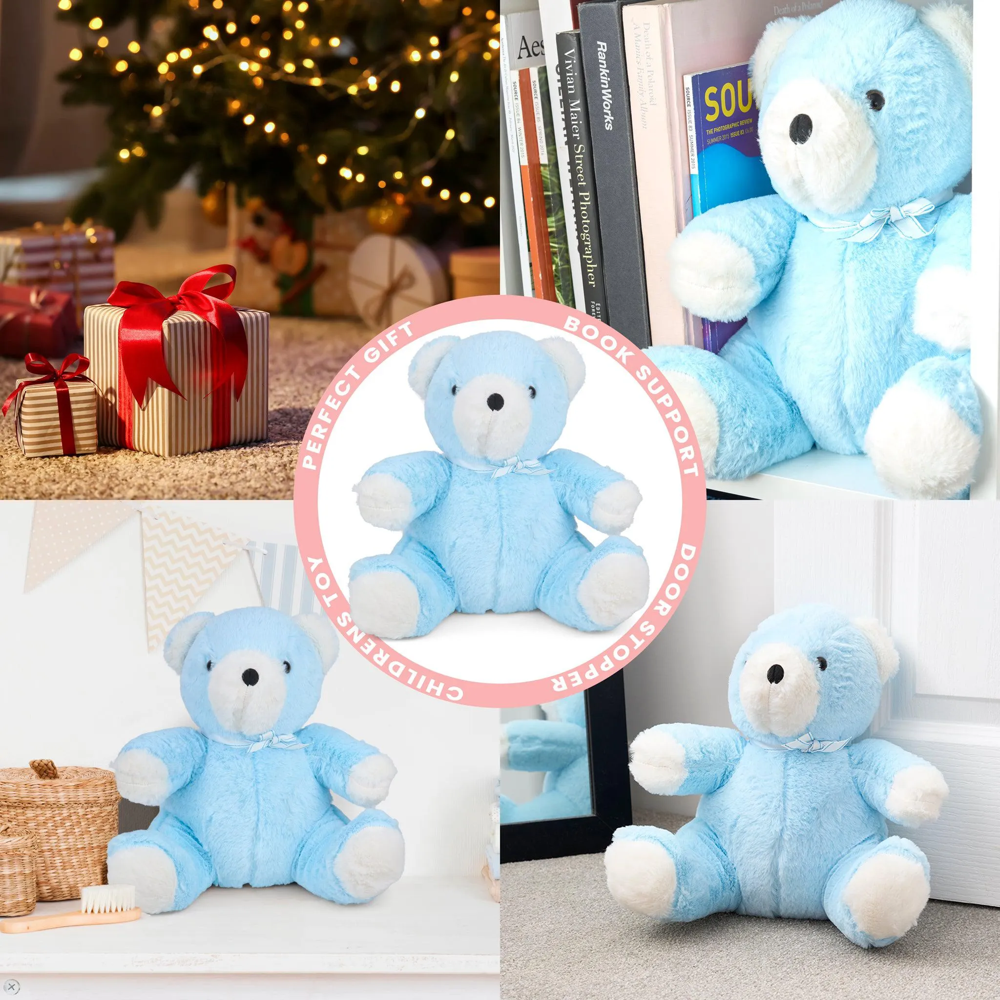 Large Blue "Ben" Teddy Bear Door Stop - 29cm