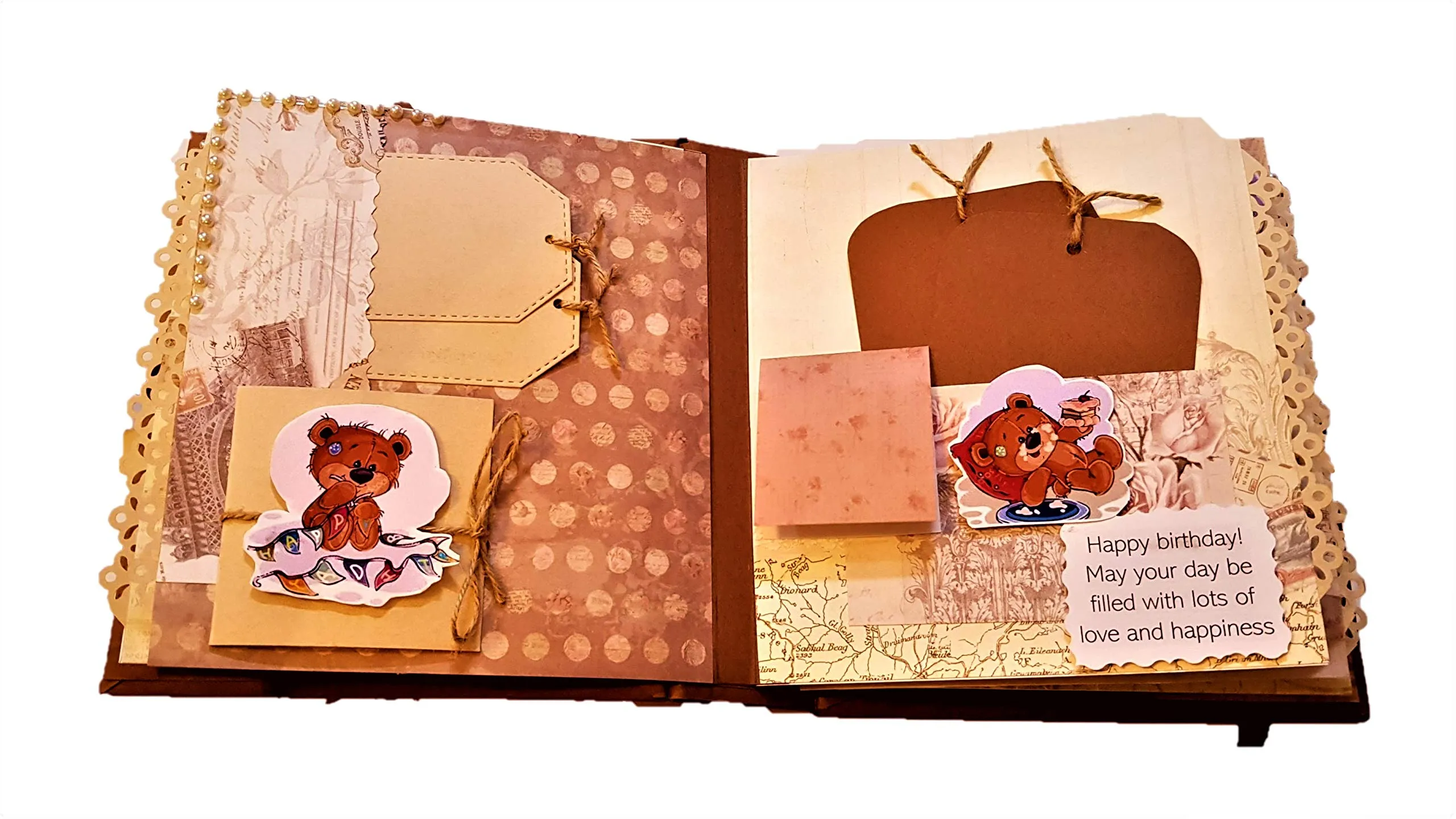 Lavys Creations Handmade Scrapbook - Birthday Theme - Teddy Scrapbook For Boy