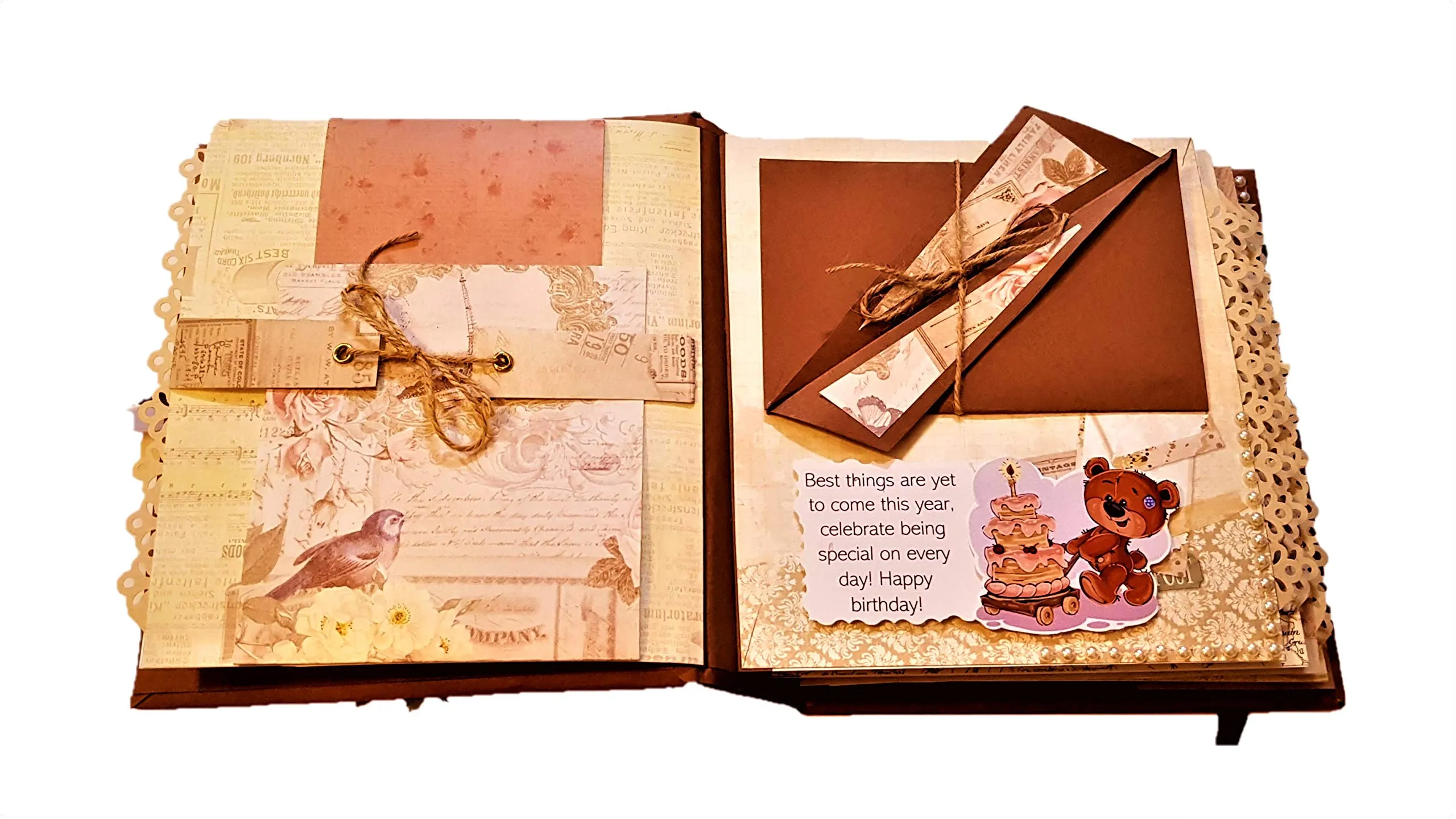 Lavys Creations Handmade Scrapbook - Birthday Theme - Teddy Scrapbook For Boy