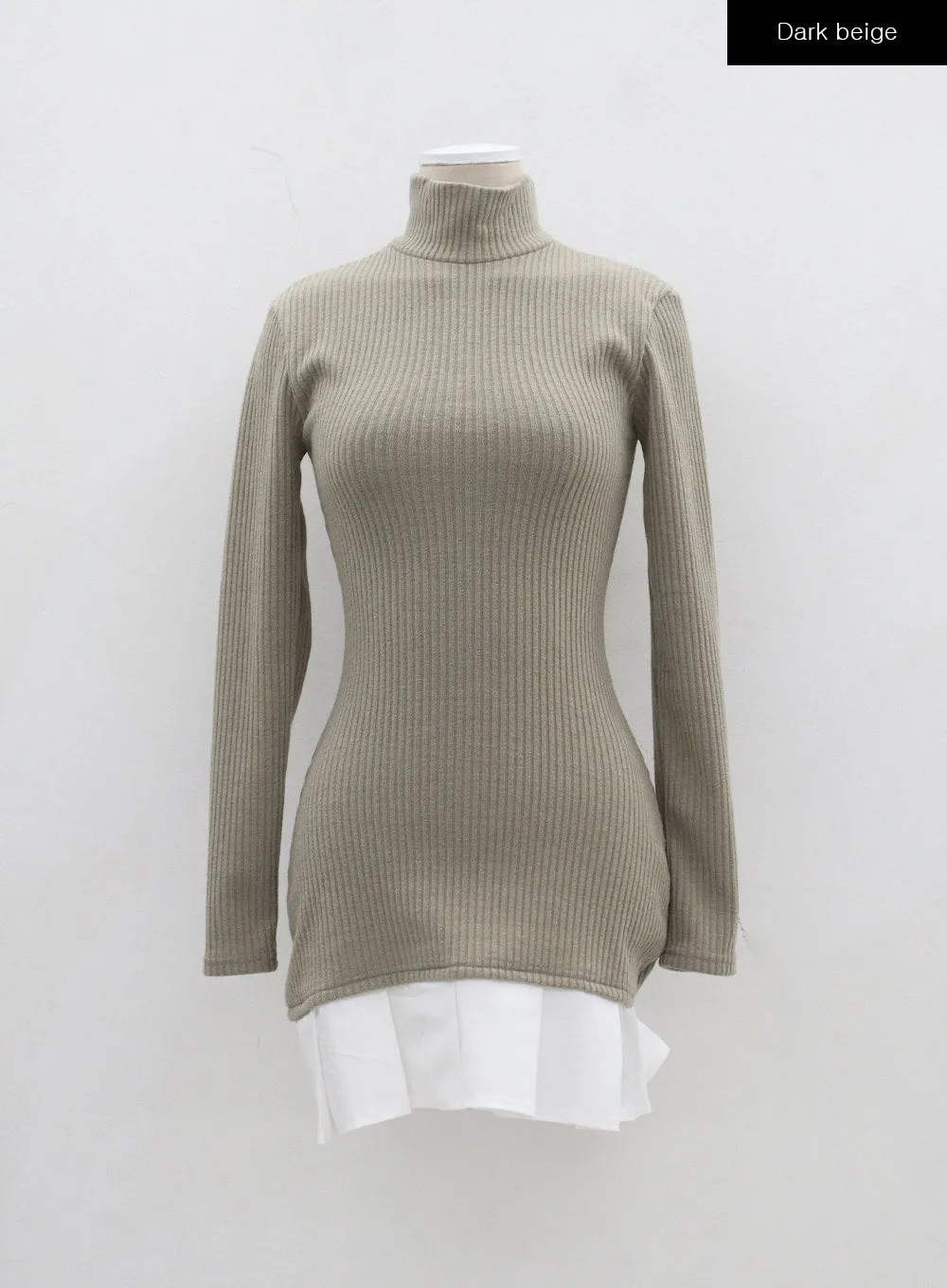 Layered Pleated Turtleneck Knit Mini Dress BJ312