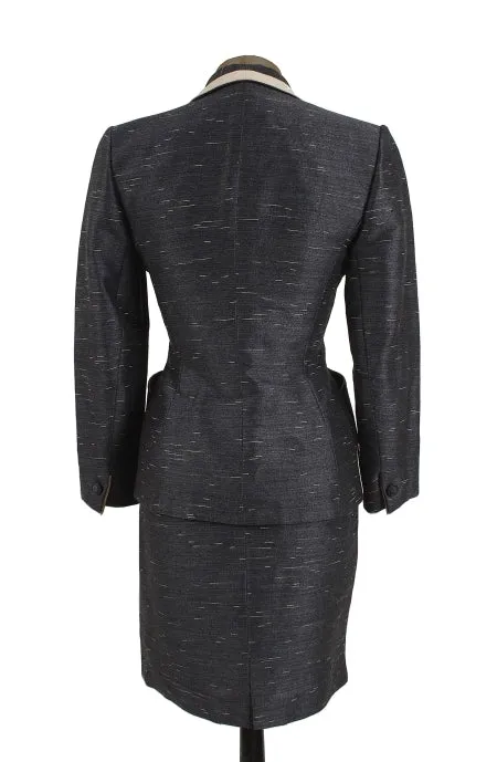 Lilli Ann Vintage Suit Sharkskin with Contrast trim