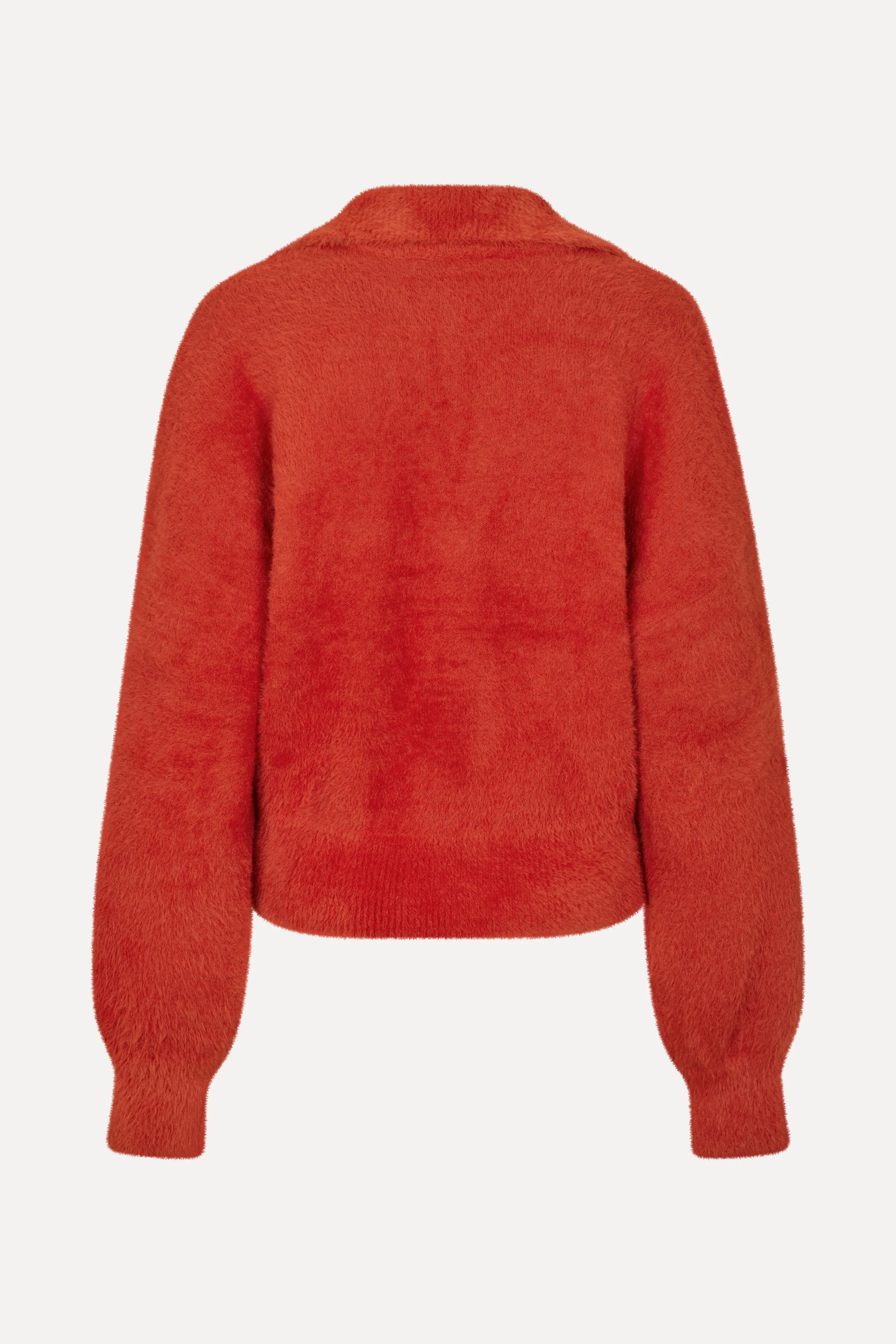 Long Sleeve V Neckline Collar Jumper - Red Ochre