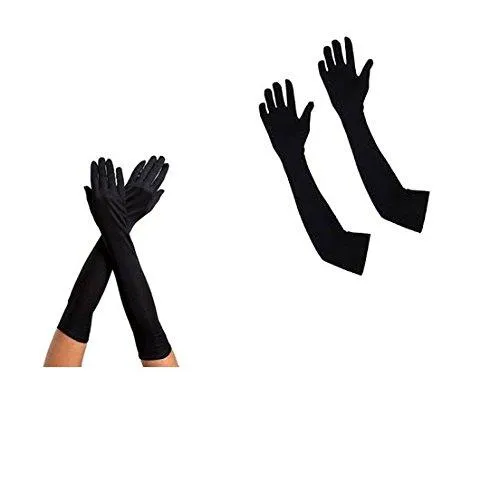 Long Sleeves Skin Protective Unisex Gloves - Black  color