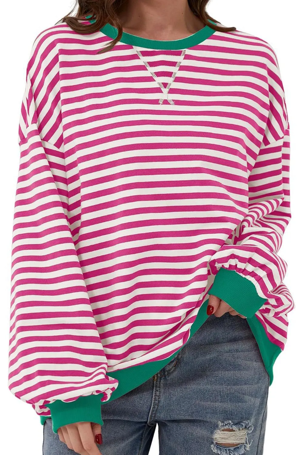 Loose Casual Striped Pullover