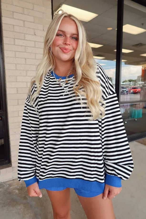 Loose Casual Striped Pullover