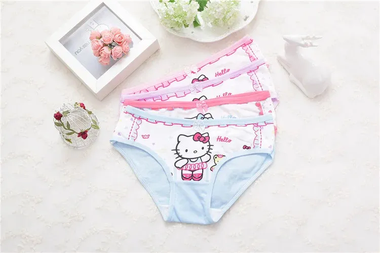 Lot de 4 culottes en coton pour filles de 2 à 9 ans - Culotte Hello Kitty pour enfant