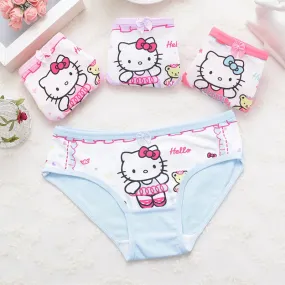 Lot de 4 culottes en coton pour filles de 2 à 9 ans - Culotte Hello Kitty pour enfant