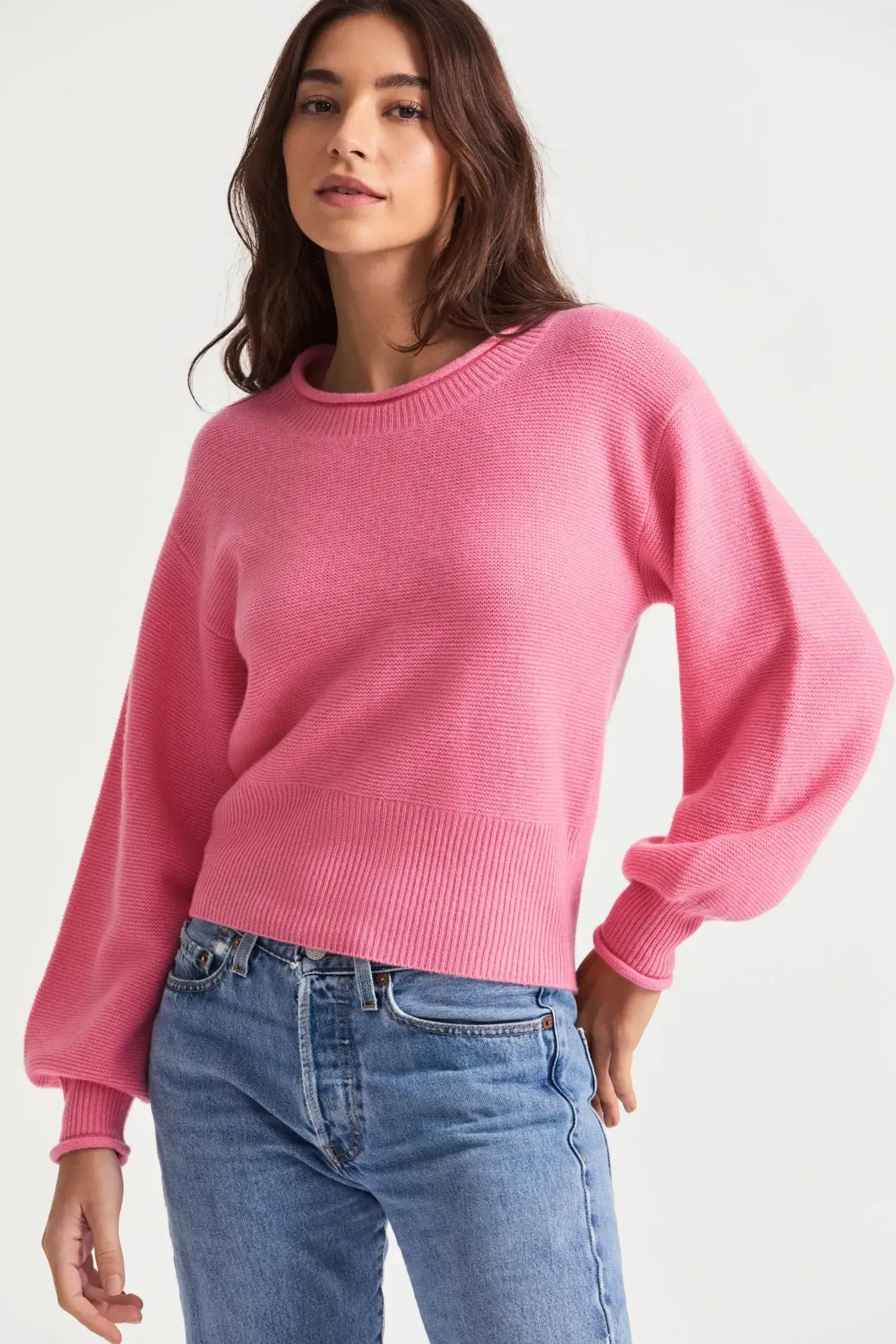 Love Shack Fancy - Emelita Pullover Sweater in Vivid Pink