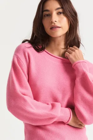 Love Shack Fancy - Emelita Pullover Sweater in Vivid Pink