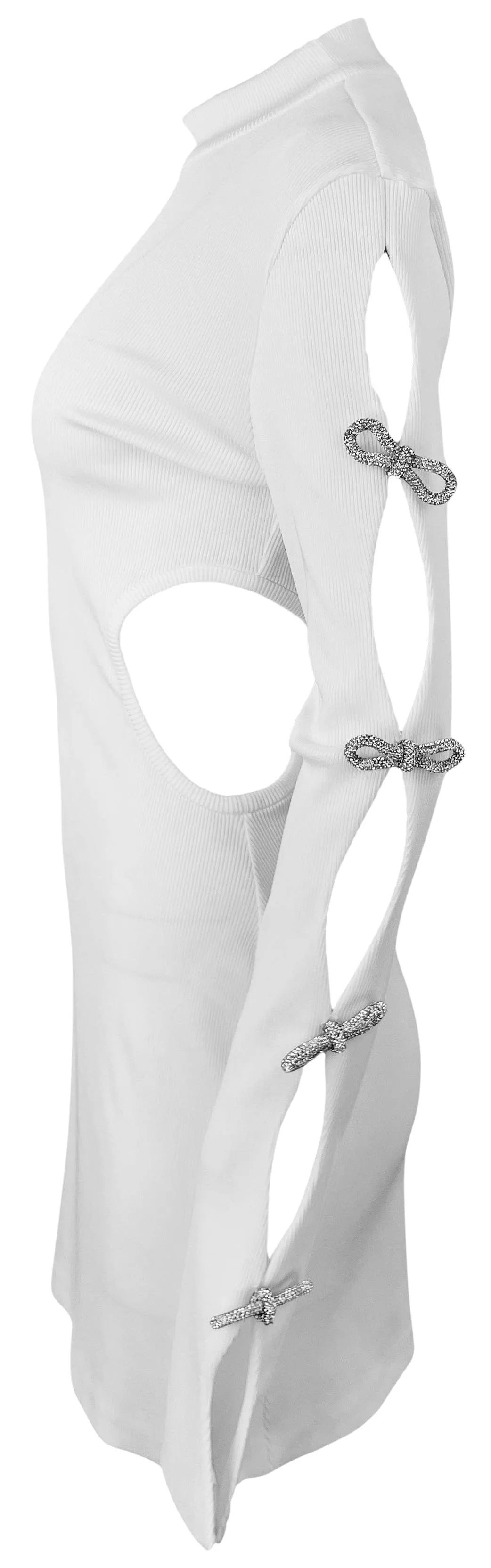 Mach & Mach Cut-Out Mini Dress in White