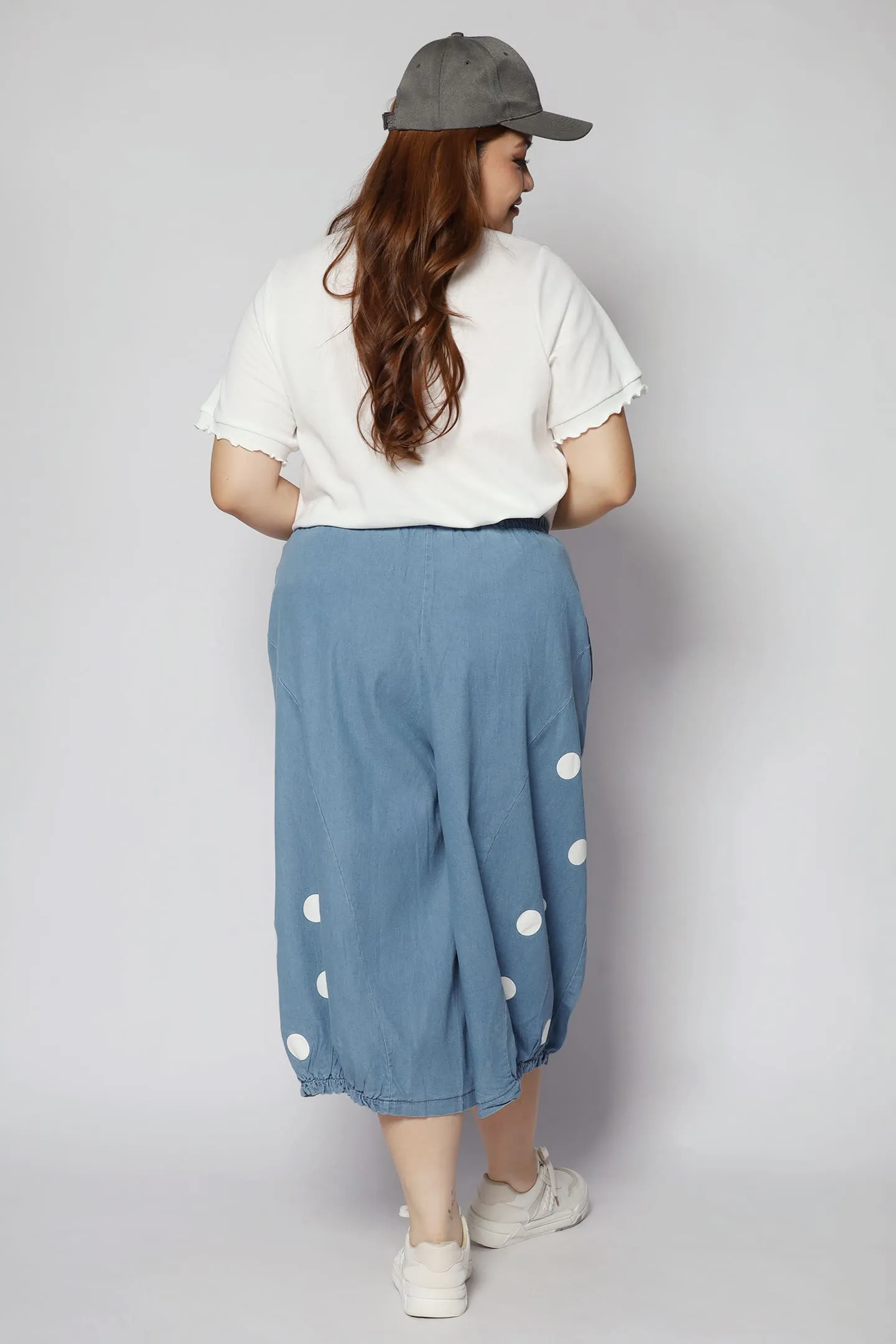 Mag Polkadot Culottes in Light Denim