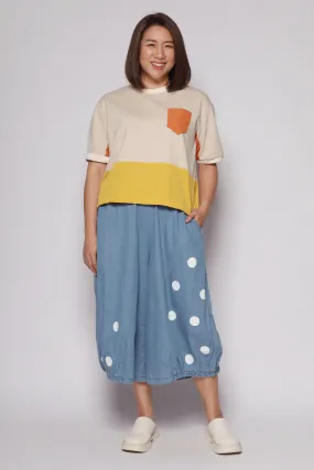 Mag Polkadot Culottes in Light Denim