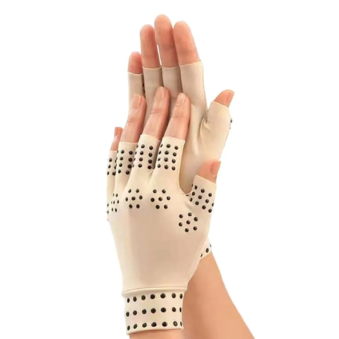 Magnetic Therapy Gloves for Joint Relief - Tan, Large