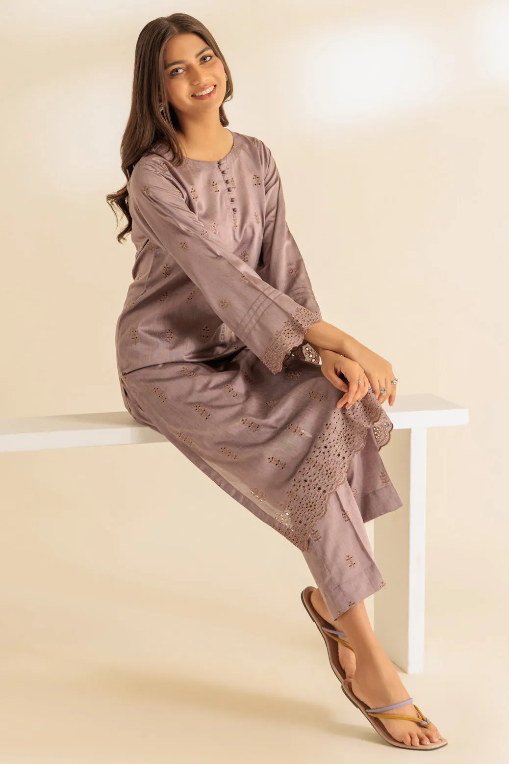 MAUVE-RAW SILK-2 PIECE (SS5242P06)