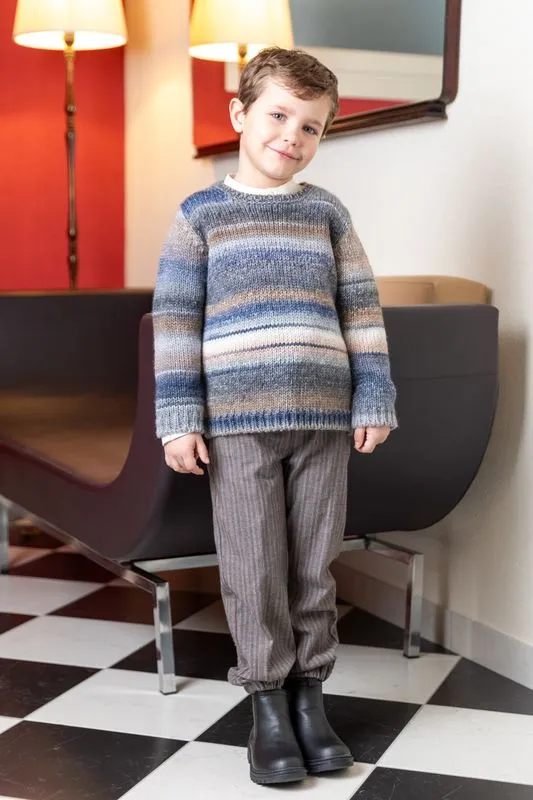 Melange Gray Stripe Kids Knitted Sweater