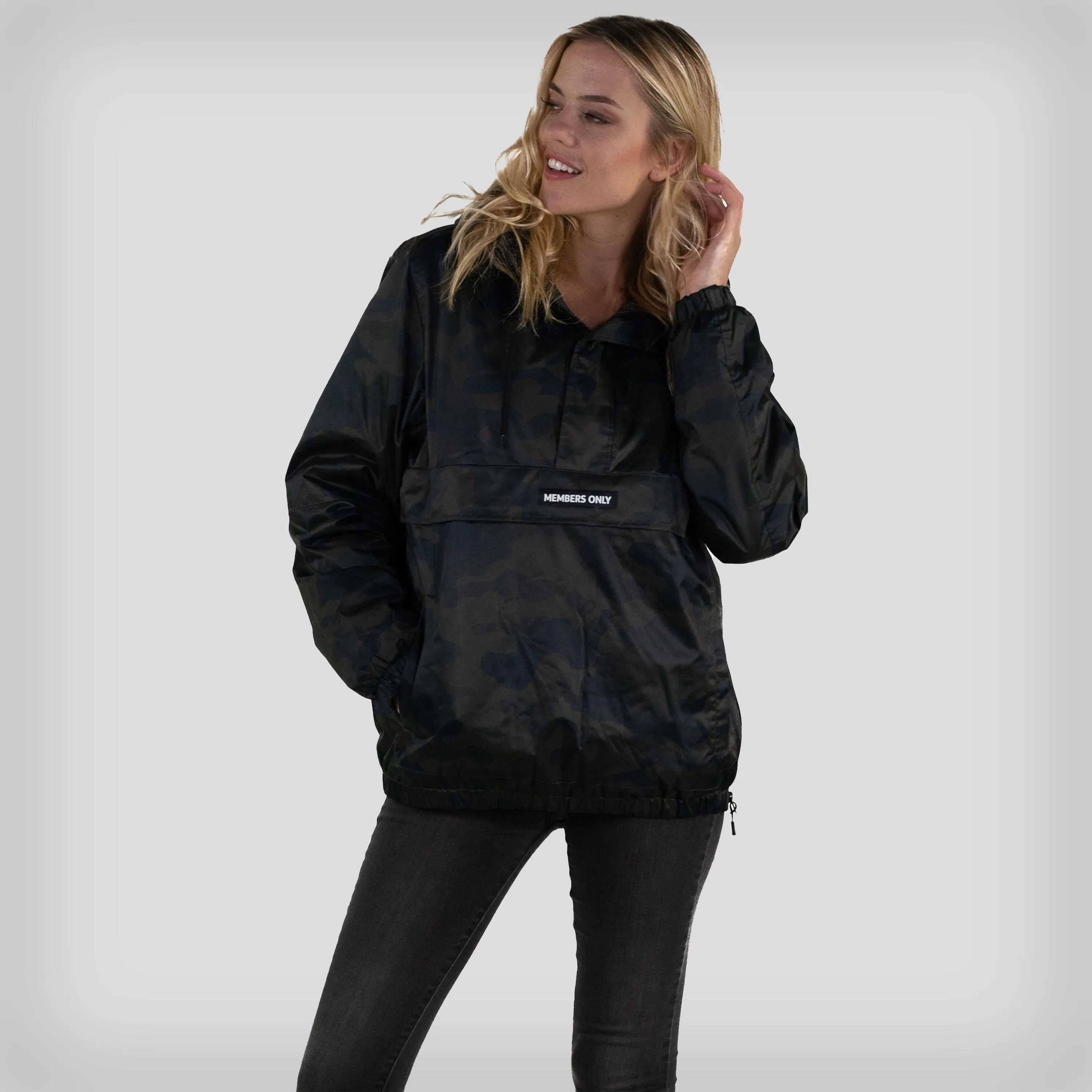 Members Only Women's Camo Popover Oversized Jacket