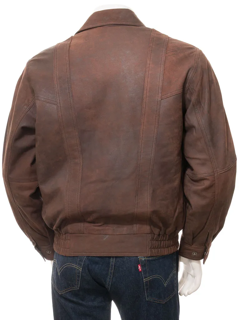 MEN'S BROWN NUBUCK LEATHER BLOUSON